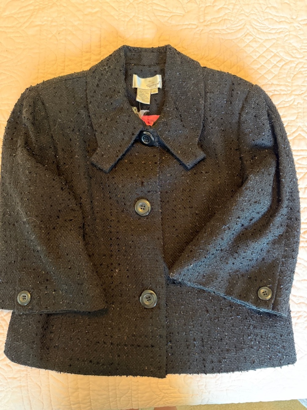 Vintage Spiegel Black Tweed Short Blazer Jacket and skirt - suit